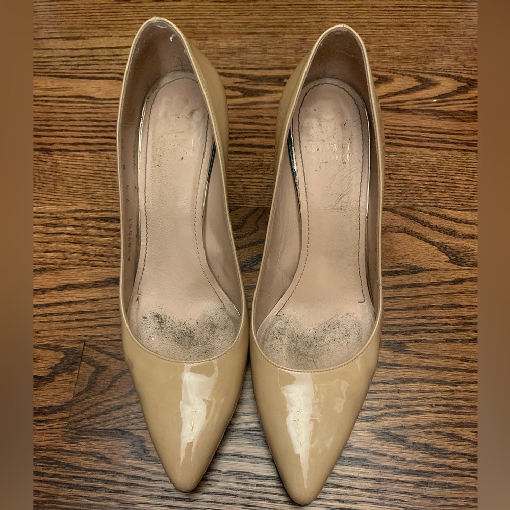 Stuart Weitzman 85mm Patent Nude Pump